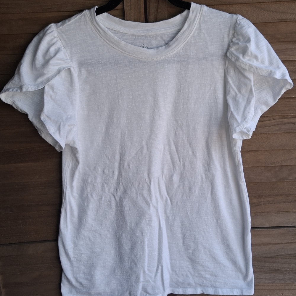 St. John's Bay White Cotton Tee with Subtle Texture